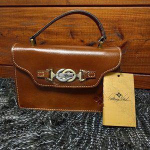 Patricia Nash Genuine Leather, Crossbody Bag, Deep Caramel.
